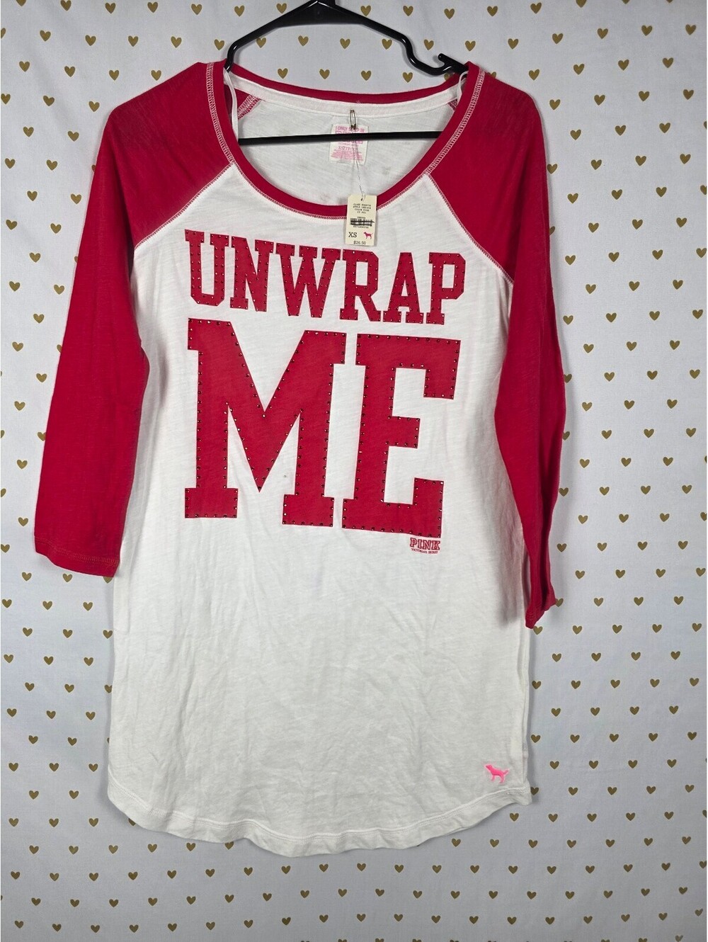NWT PINK Victoria's Secret Unwrap Me Rhinestone Sleep Shirt Nightgown XS